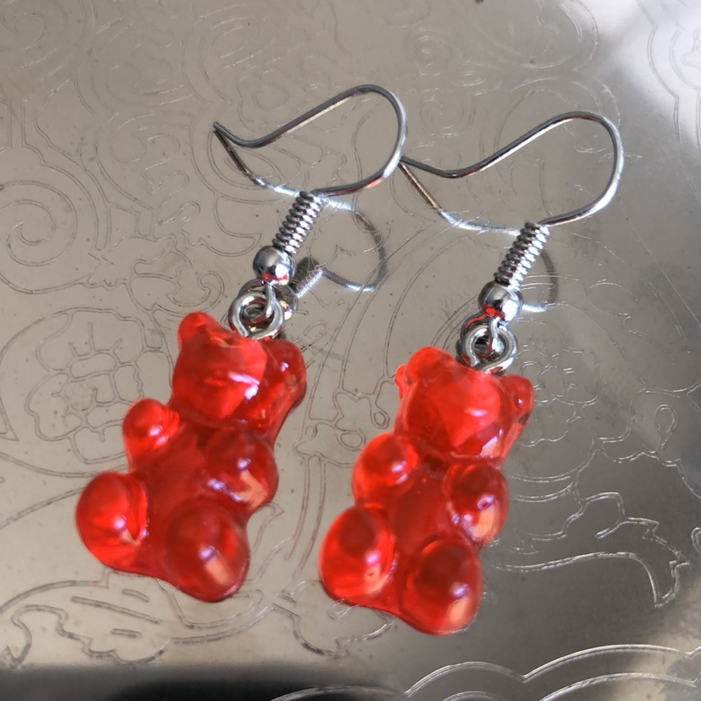Red Gummy Bear Fashion Earrings - Picture 3 of 9